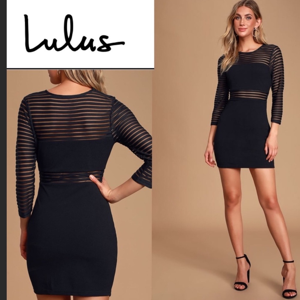 NWT Lulu’s Perfect Mesh Black Bodycon Dress